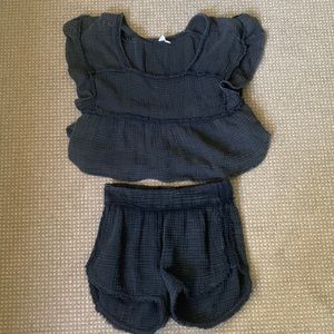 Daily Practice by Anthropologie Gauzy Beach Shorts and Ruffled Top